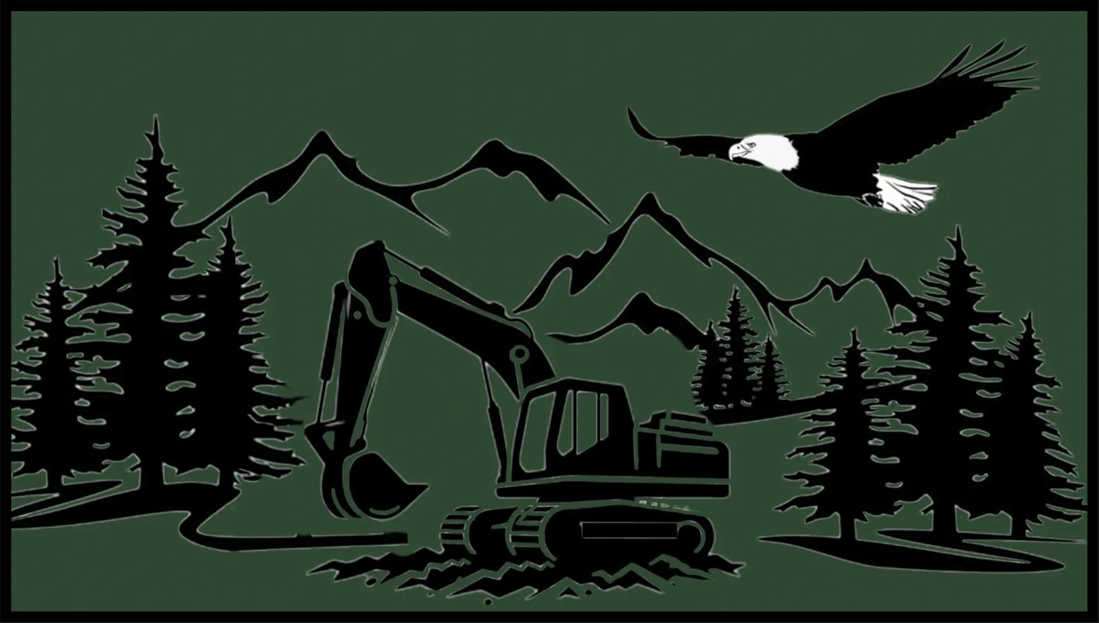 Eaglemount Excavation, LLC — eagle, mountains and excavator emblem